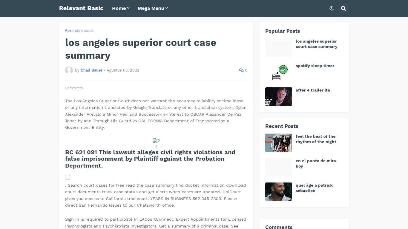 los angeles superior court case summary